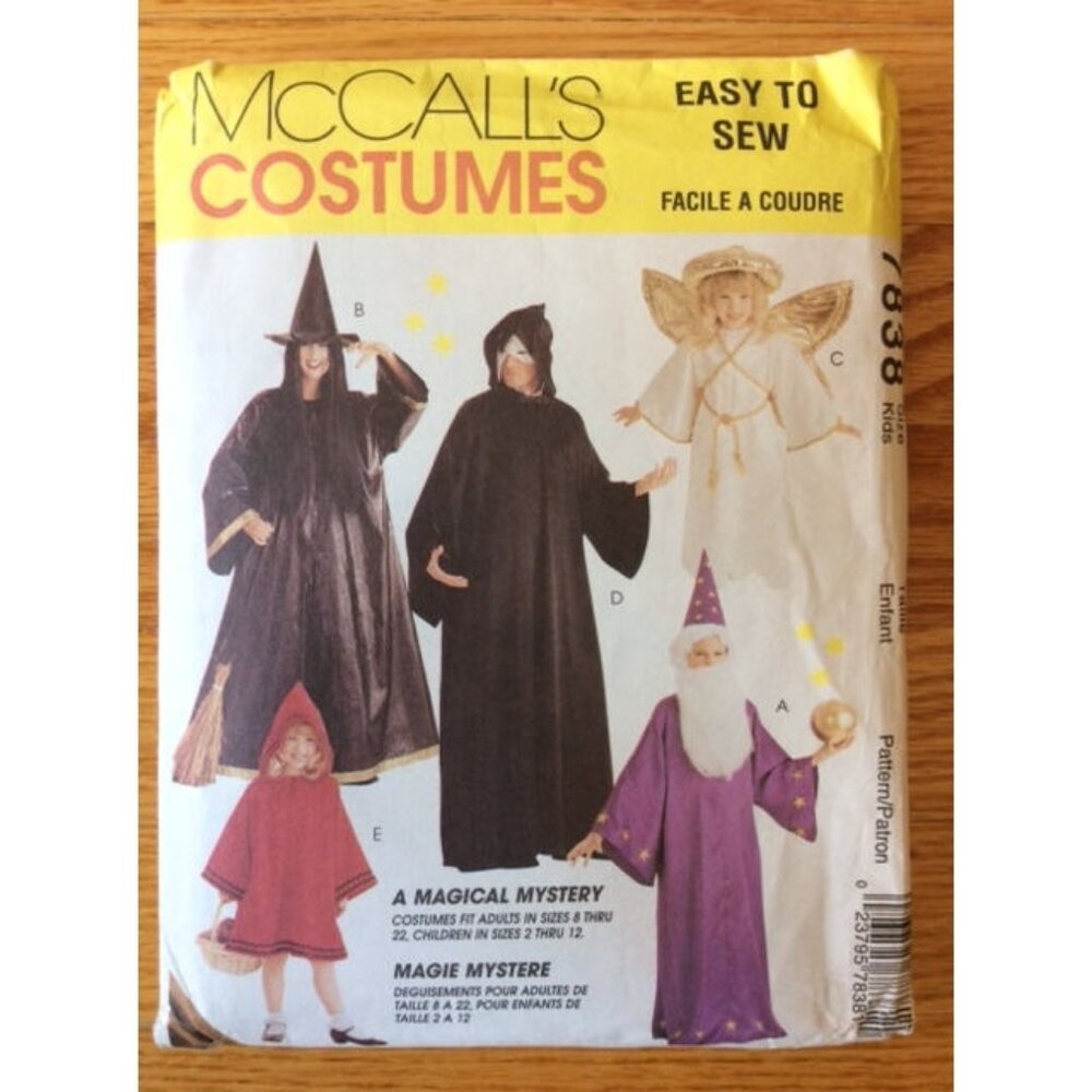 Costume Pattern Witch Angel Phantom Wizard Red Riding Hood McCall's 7838 UNCUT